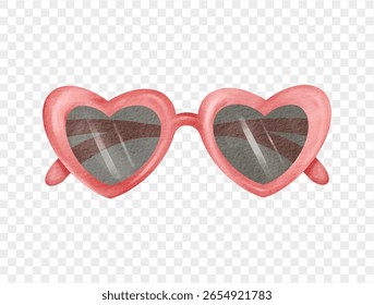 Watercolor heart-shaped sunglasses summer fashion vector.