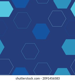 Watercolor hexagon seamless pattern. Abstract marbling geometric background with grunge texture. Abstract geometrical hexagon elements in 80s or 90s.  Honeycomb shapes mosaic backdrop.