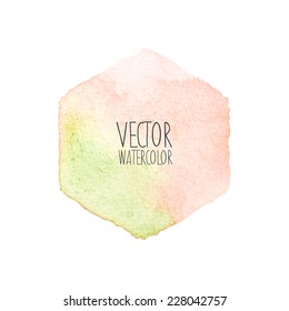 Watercolor hexagon stain background. Vector elements for poster, banner, card design.