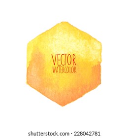 Watercolor hexagon stain. Vector elements for poster, banner, card design.