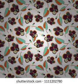 Watercolor hibiscus flowers seamless pattern in blue, white and purple colors. Vector romantic background for web pages, wedding invitations, textile, wallpaper.