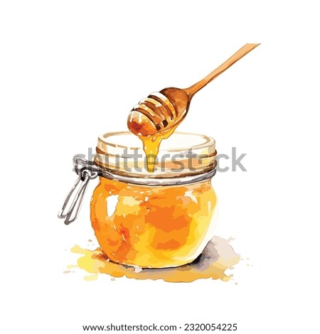 Watercolor honey  isolated on white background. Watercolour illustration.vector honey