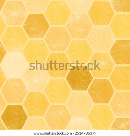 Watercolor honeycomb seamless pattern vector. Pastel light and dark yellow beehive background. Organic sugar. Hexagonal or mosaic wall. Simple design for fabric, print, wrapping, paper, cover, decor.