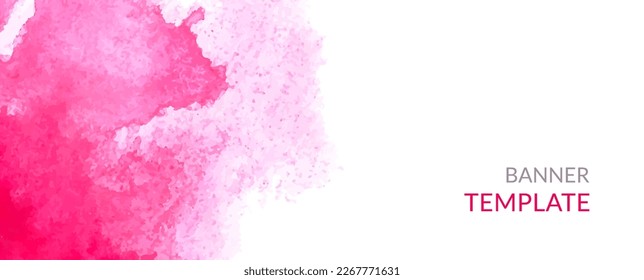 Watercolor horizontal banner. Abstract headers with pink blots.