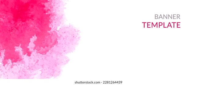 Watercolor horizontal banner. Abstract headers with pink blots.