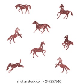 Watercolor horses. Vector