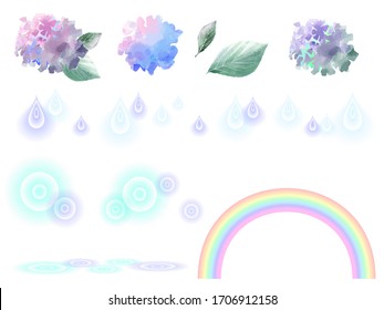 Dibujo de material de fondo de hidrangea de color de agua