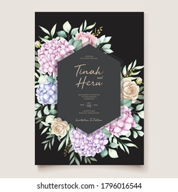 watercolor hydrangea flowers wedding invitation card set