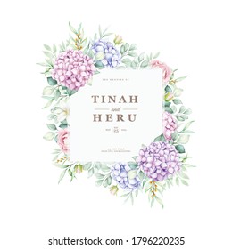 watercolor hydrangea flowers wedding invitation card set