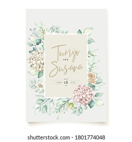 watercolor hydrangea flowers wedding invitation card set