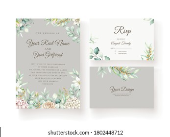 Watercolor Hydrangea Flowers Wedding Invitation Card Set