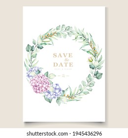 watercolor hydrangea flowers wedding invitation card set