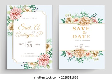 watercolor hydrangea flowers wedding invitation card set