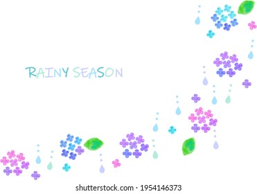 watercolor hydrangea line vector background