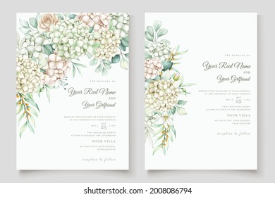 watercolor hydrangea wedding card set