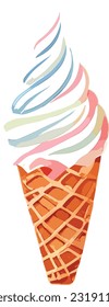 Watercolor Ice Cream Cone Clipart Design