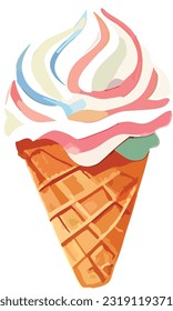 Watercolor Ice Cream Cone Clipart Design