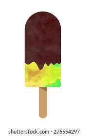 Watercolor ice cream on stick