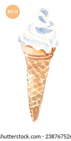 watercolor ice cream, painting dessert
