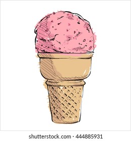 Watercolor ice cream. Sketch style. Vector collection.