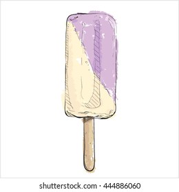 Watercolor ice cream. Sketch style. Vector collection.