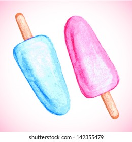 Watercolor Ice Cream, vector illustration