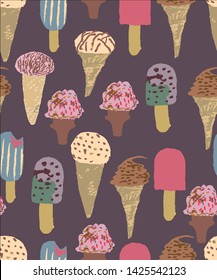 watercolor ice cream vector pattern