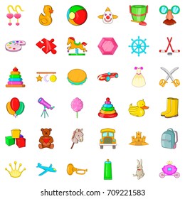 Watercolor icons set. Cartoon style of 36 watercolor vector icons for web isolated on white background