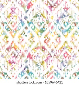 Watercolor Ikat Motif Pattern Design 