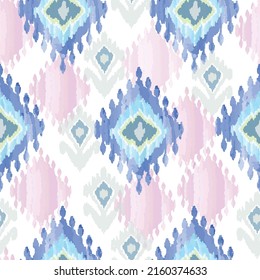 Watercolor ikat pattern for fabrics - traditional textile product in Uzbekistan and Central Asian countries. Adras and atlas 