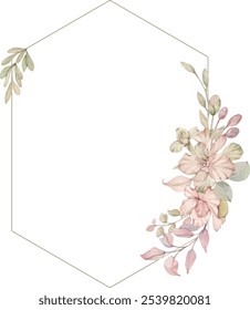 Watercolor illustration of angular bouquet decoration