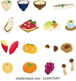 Watercolor illustration of autumn food