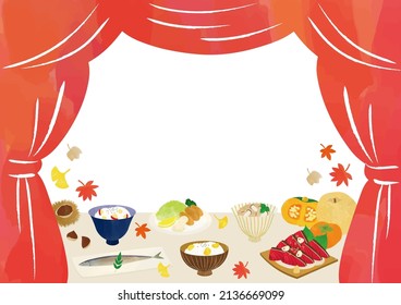 Watercolor illustration of autumn food