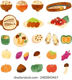 Watercolor illustration of autumn taste