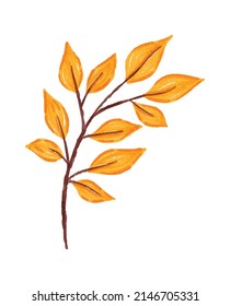 Watercolor Illustration of Autumn Tree Branch