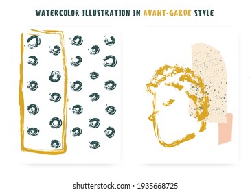 Watercolor illustration in avant-garde style. 