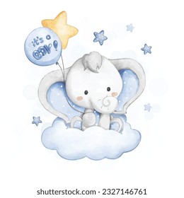 Watercolor Illustration Baby Swower card