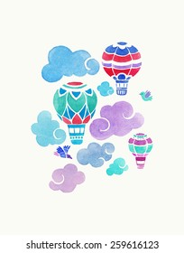 ilustración acuarela con globos