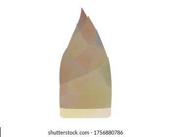 Watercolor illustration of bamboo shoots with vegetables.