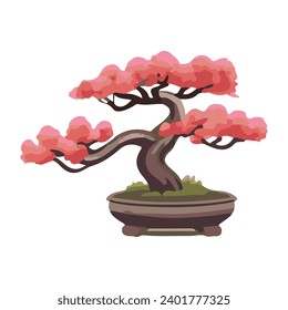 watercolor illustration of beautiful bonsai plants