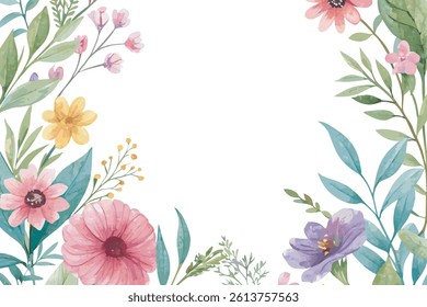 watercolor illustration of beautiful spring flowers background.