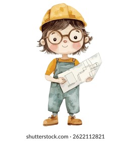 aquarela ilustração de menino Arquiteto clipart isolado