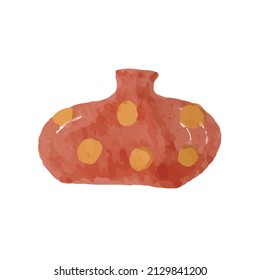 Watercolor Illustration Ceramic of Flower Vase