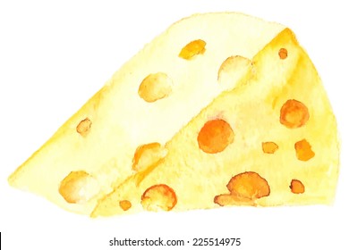 Watercolor illustration and cheese
