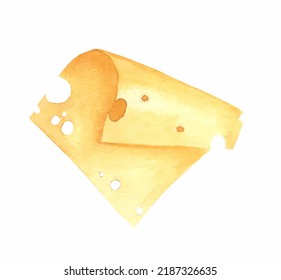 Watercolor illustration cheese white