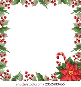 Watercolor illustration Christmas decoration frame