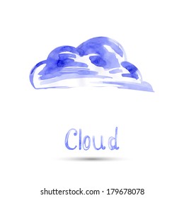 Watercolor illustration of a cloud. Vector.