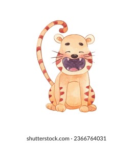 watercolor illustration of cute animals, cute tigers