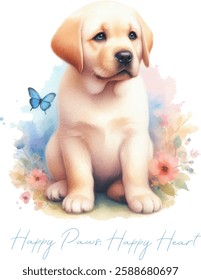 Watercolor illustration of a cute dog Labrador Retriever. Vector graphics suitable for any decor