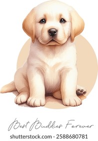 Watercolor illustration of a cute dog Labrador Retriever. Vector graphics suitable for any decor